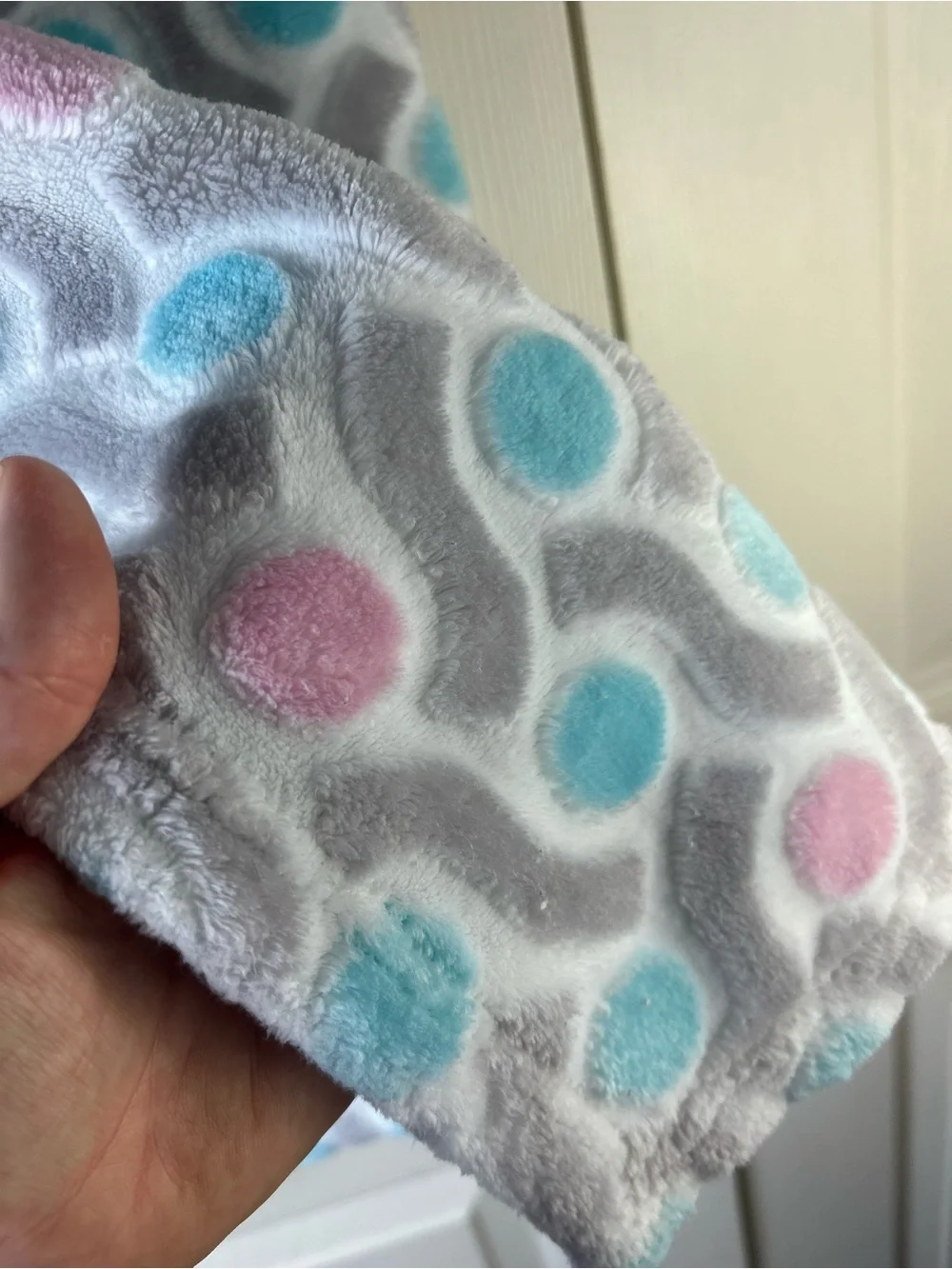 Bananafish Pink Blue Polka Dot Baby Blanket Gray White Geometric Geo Print Plush